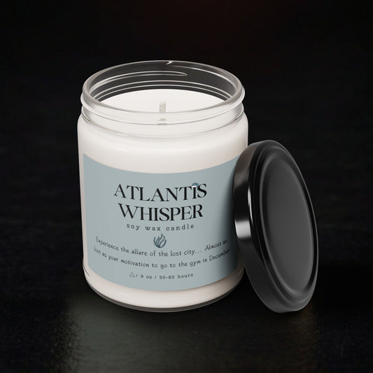 Atlantis Whisper Scented Soy Candle ⎜ Unlock the Secrets of Serenity (Gym Motivation Not Included)