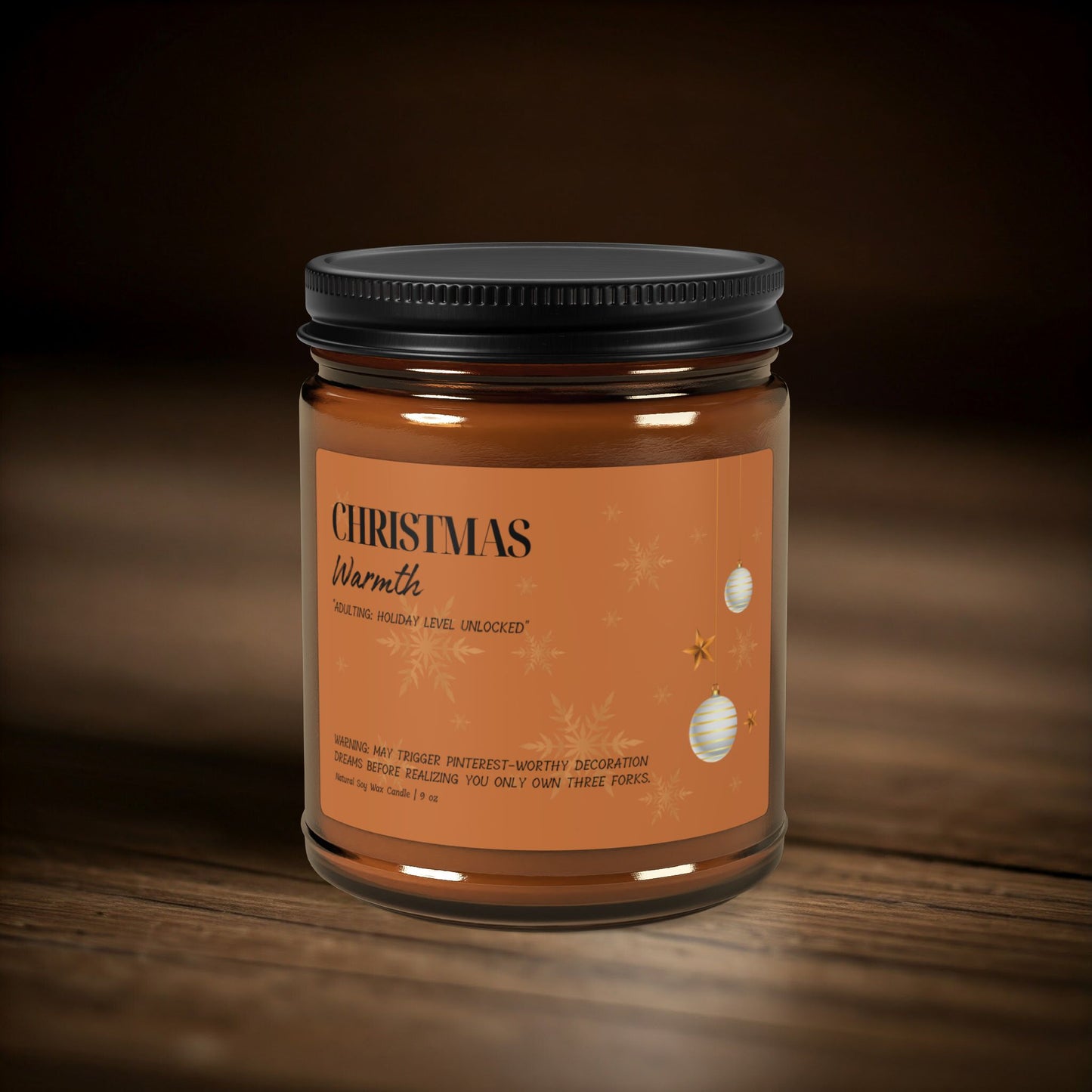 Christmas Warmth Scented Soy Candle | Adulting: Holiday Level Unlocked | Amber Jar