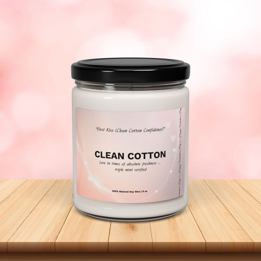 Clean Cotton Scented Soy Candle ⎮ First Kiss Confidence in a Jar