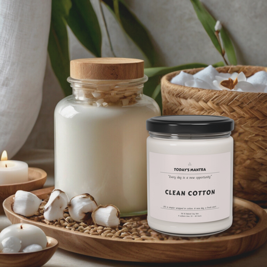 Clean Cotton Scented Soy Candle | New Opportunity Mantra