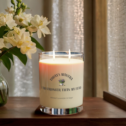 Minted Lavender and Sage Scented Soy Candle | Strength Mantra