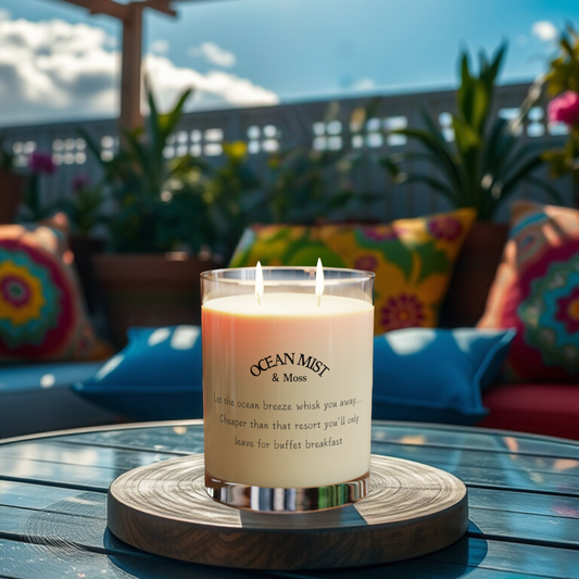 Ocean Mist & Moss Scented Candle ⎮ Vacation Vibes Without the Price Tag