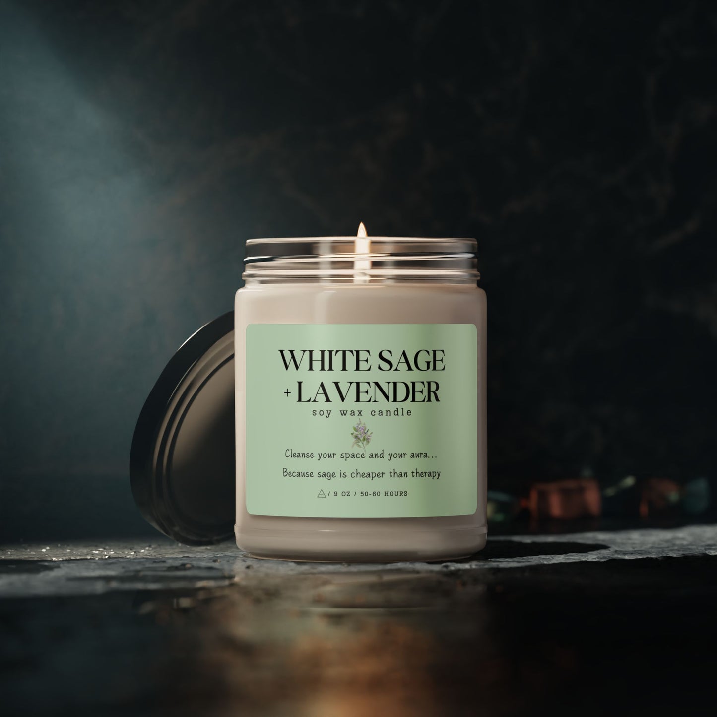 White Sage + Lavender Scented Soy Candle ⎜ Cleanse Your Space (and Your Aura)