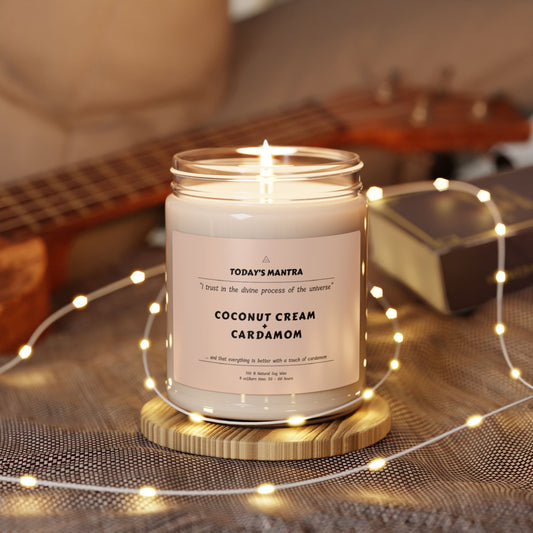 Coconut & Cardamom Scented Soy Candle | Divine Mantra